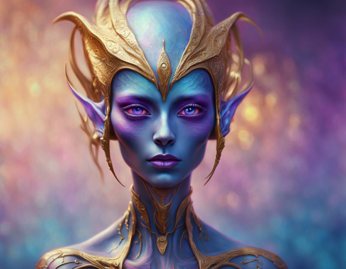 Surreal Alien Portrait in Vibrant Oil Painting Style