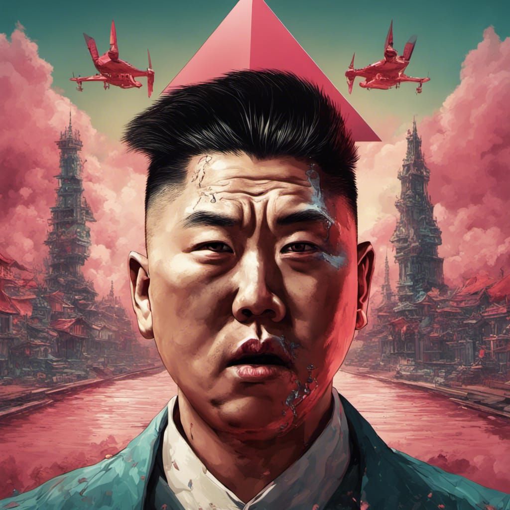 North Korean Man with Razor Teeth: Detailed Matte Painting