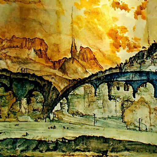 Arco Cityscape in Watercolor Style