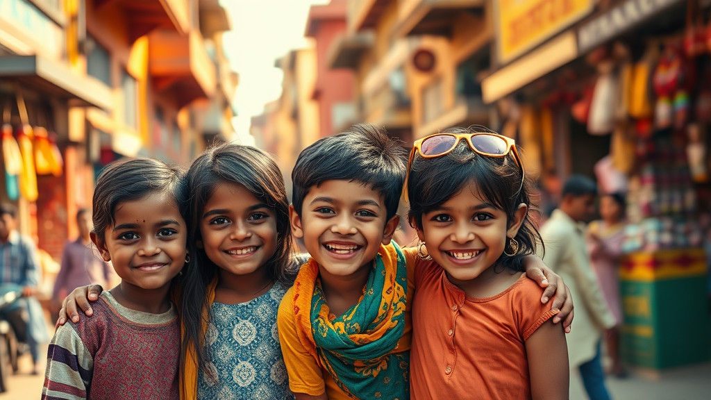 Joyful Children in Aligarh: Cinematic Film Still