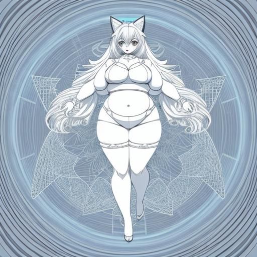 Anime Girl Coloring Page with Cat Features