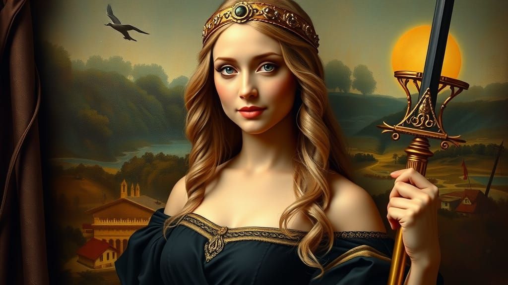 Athena as Mona Lisa in Art Nouveau Style