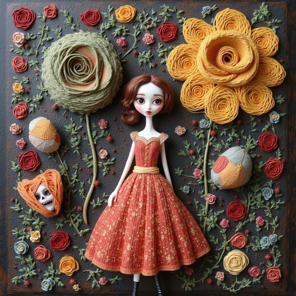 <lora:Ludicra:1.0> palette knife, decay :: macaroni art of a...