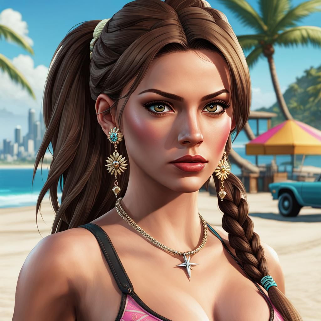 Lucia From GTA VI on Vice City Beach