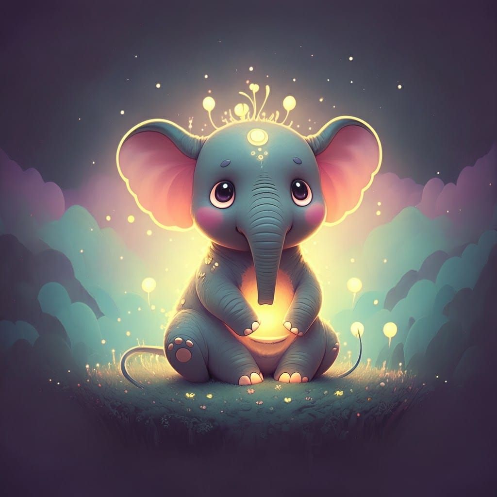 Pastel Moonlit Creature in Whimsical Style