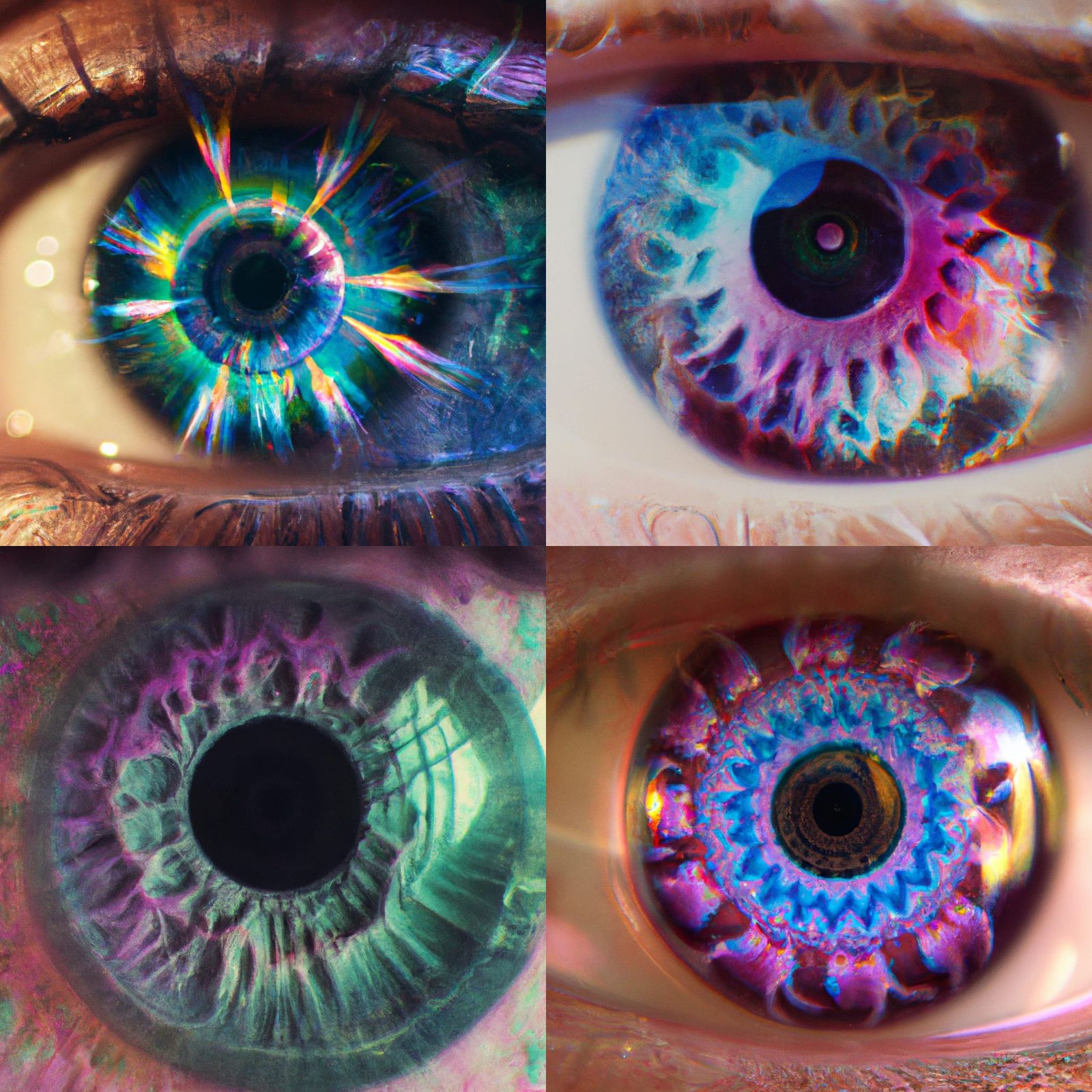 Kaleidoscopic Eye Reflection in Hyperrealistic Photo