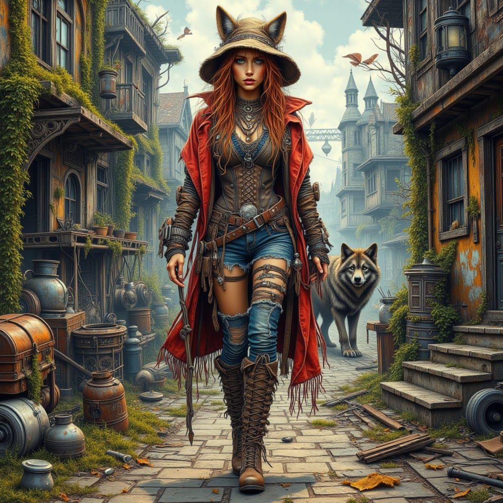 Little Red Riding Hood and Futuristic Wolf