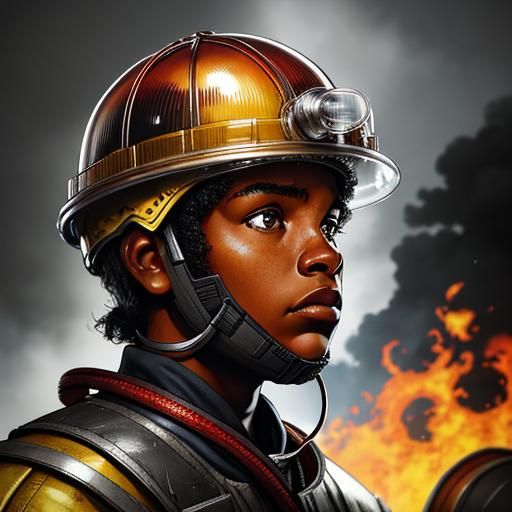 Hyperrealistic Portrait of a Woman Firefighter