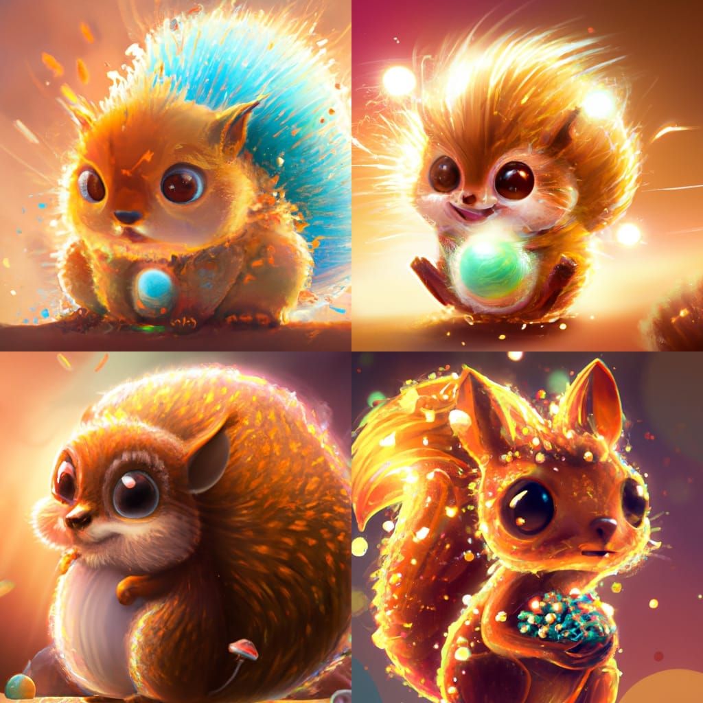 Chibi Squirrel with Hedgehog Needles in Desert Scene