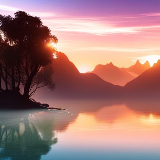 Sunset Silhouette: Detailed Matte Painting