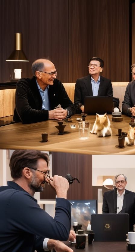 Jobs and Gates Play Chess, Watched by Rabbits