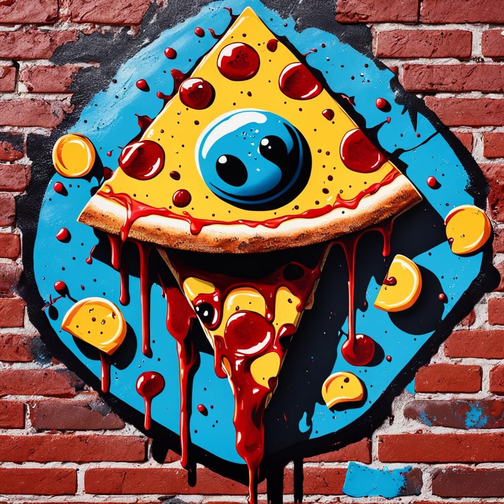 Edgy Rebel Pizza Graffiti Street Art