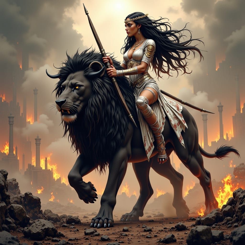 Demonic Lion in Hellish Warscape