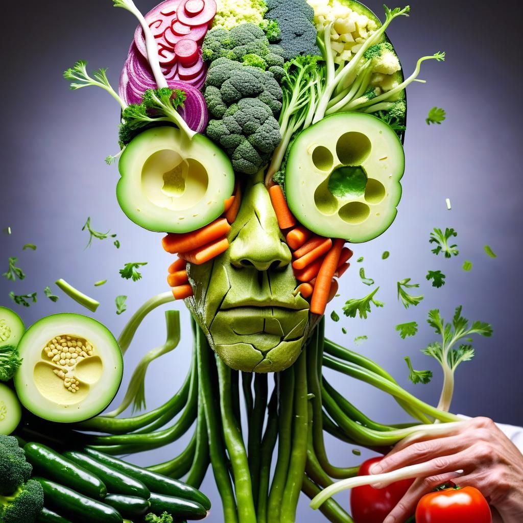 Surreal Fusion: Human and Vegetable Hybrid