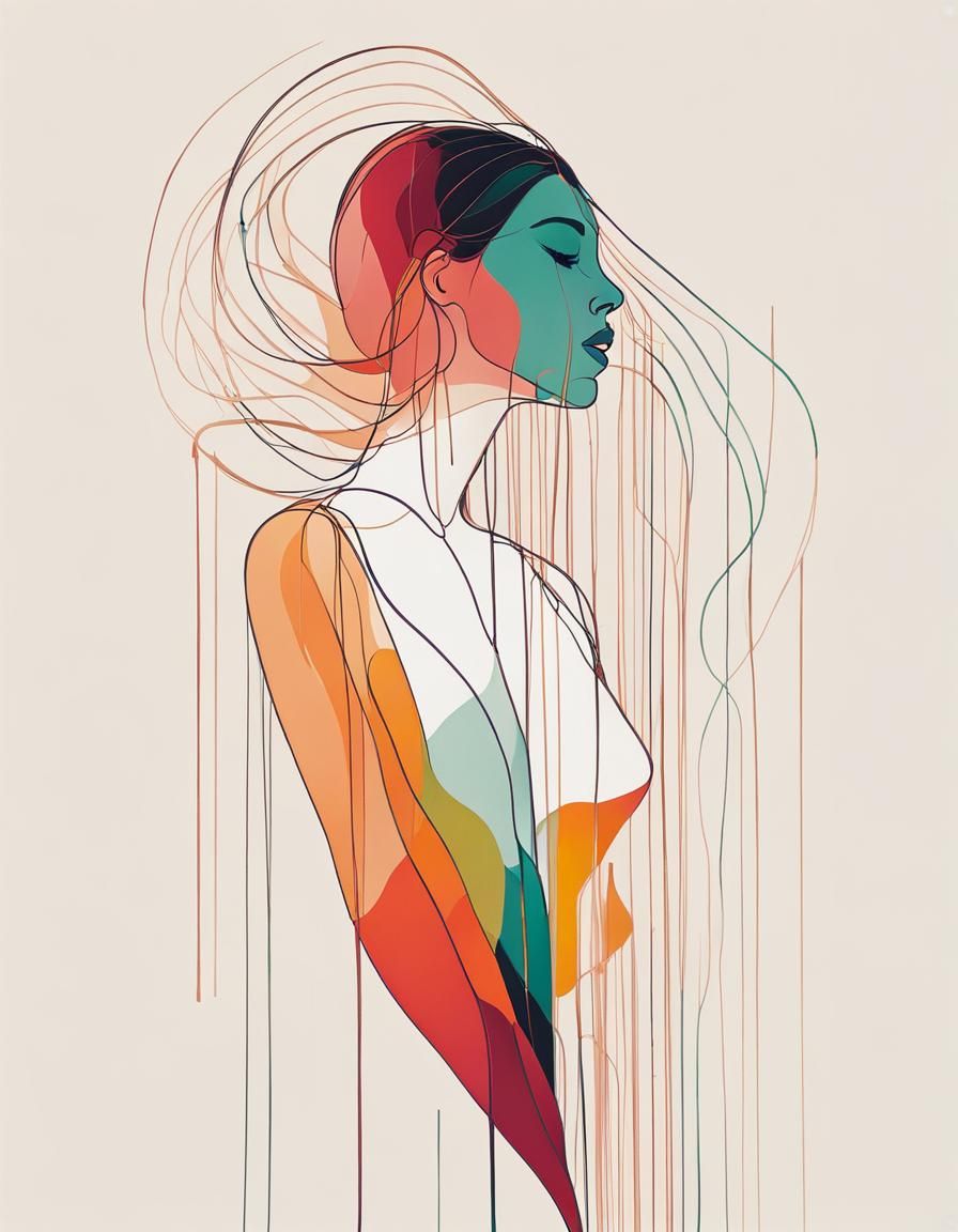 Japandi One Line Art: Sensual Woman's Body