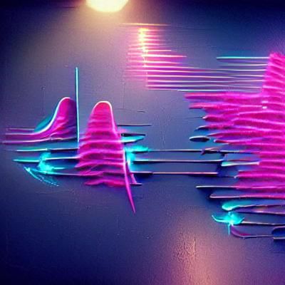 Synthwave Neon Sound Waves in Retro Style