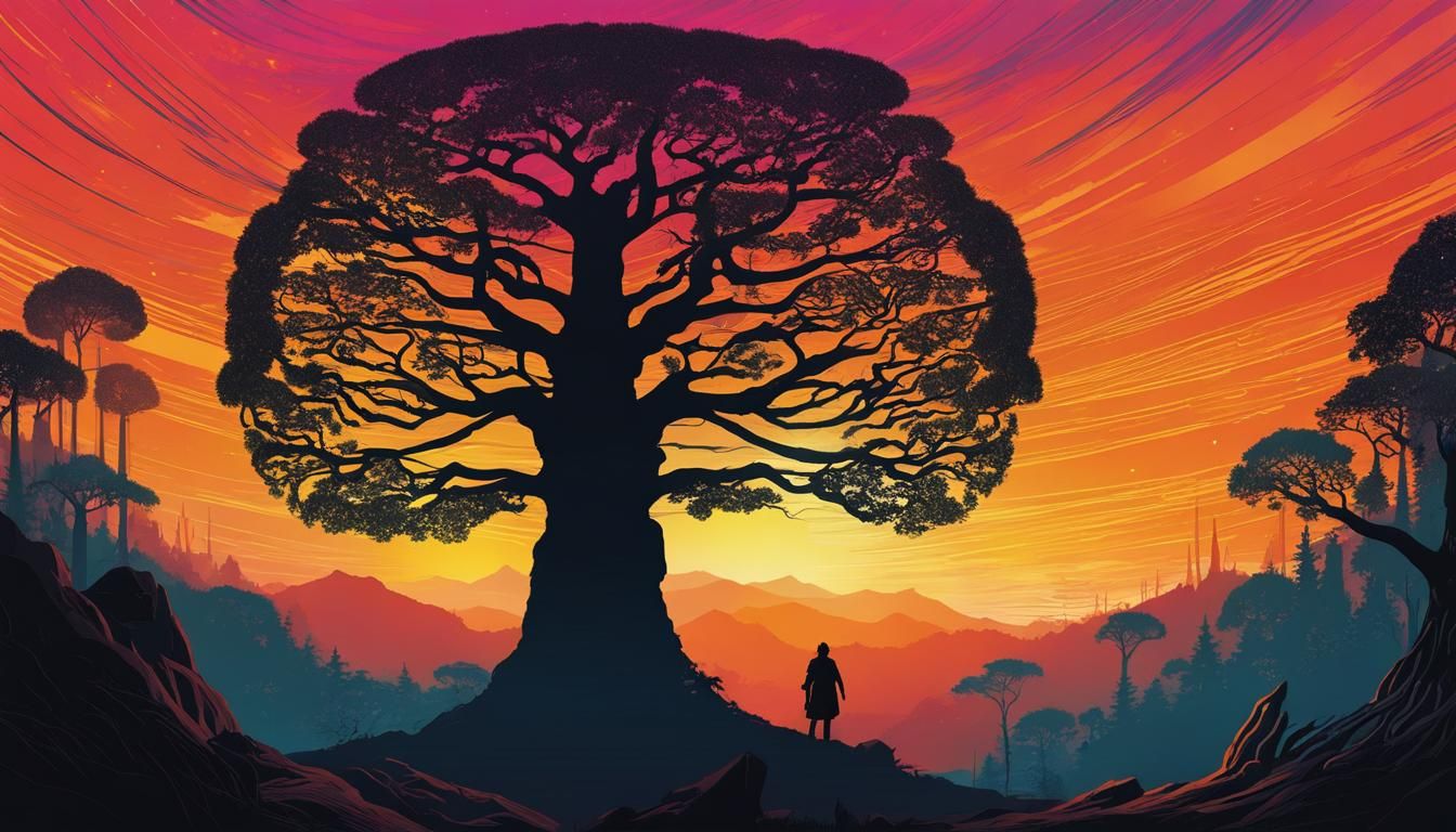 Eerie Forest Encounter: Fantasy Sci-Fi Illustration