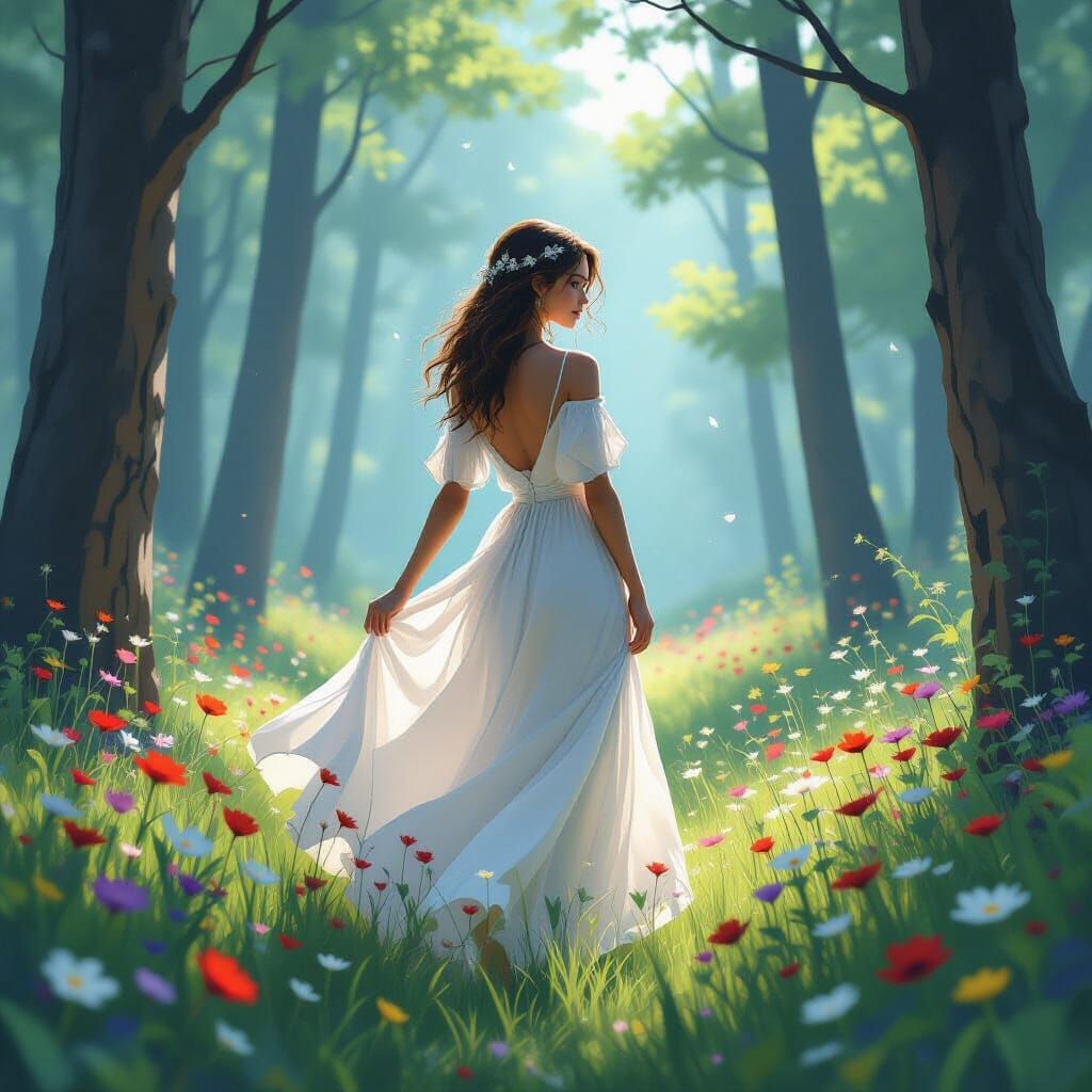 Lucy in Ethereal Forest, Digital Art