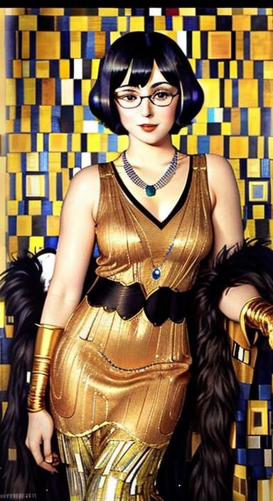 Gustav Klimt-Inspired Flapper Velma Dinkley in Art Deco Nigh...