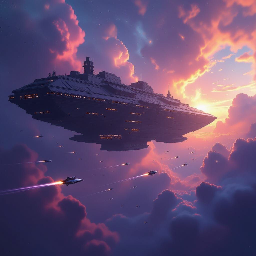 Ancient Spaceship City Drifts Through Cosmic Cloud