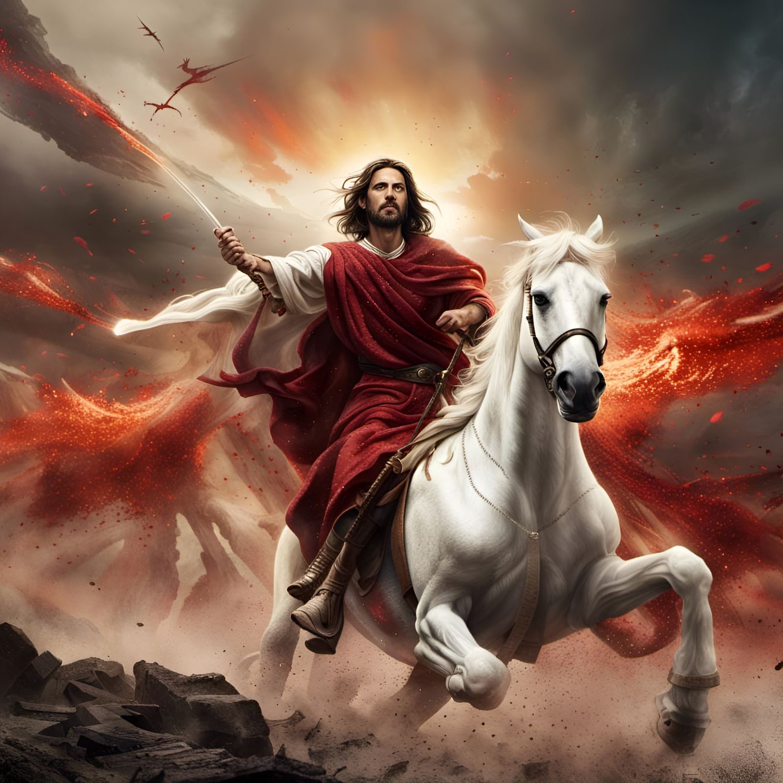 Jesus Christ at Armageddon: A Fantastical Battle Scene