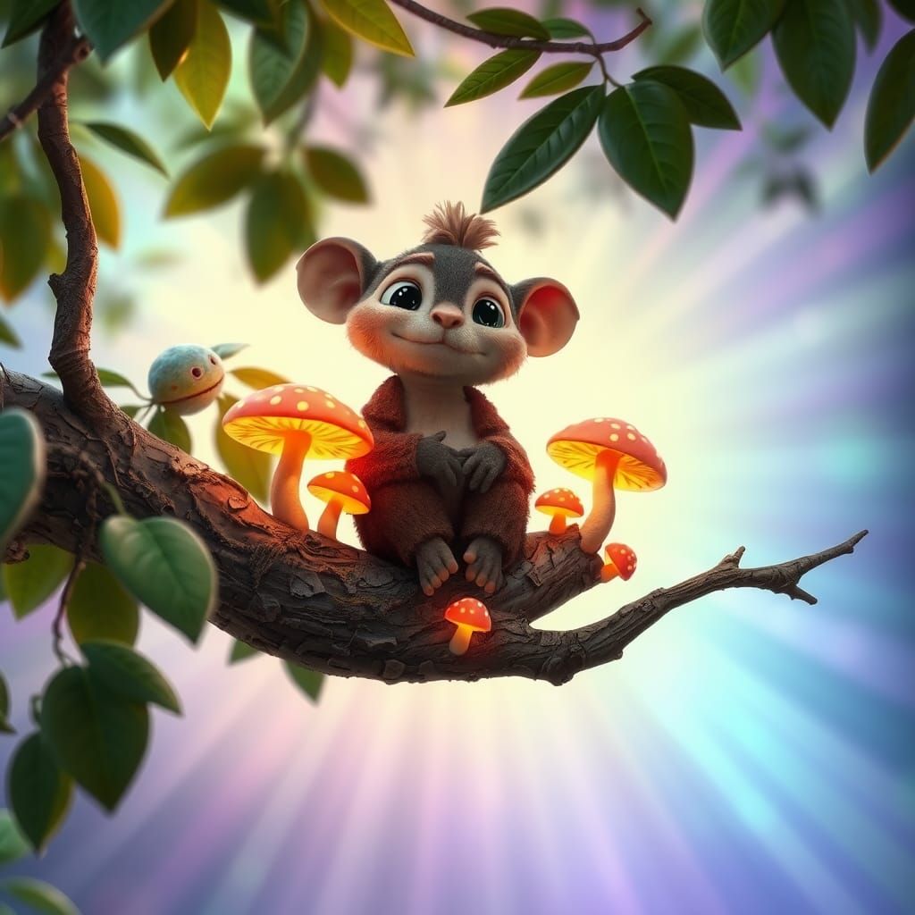Rongybaba in Whimsical Forest: 3D Digital Art