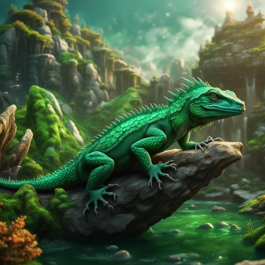 Emerald Lizard Fantasy Concept Art