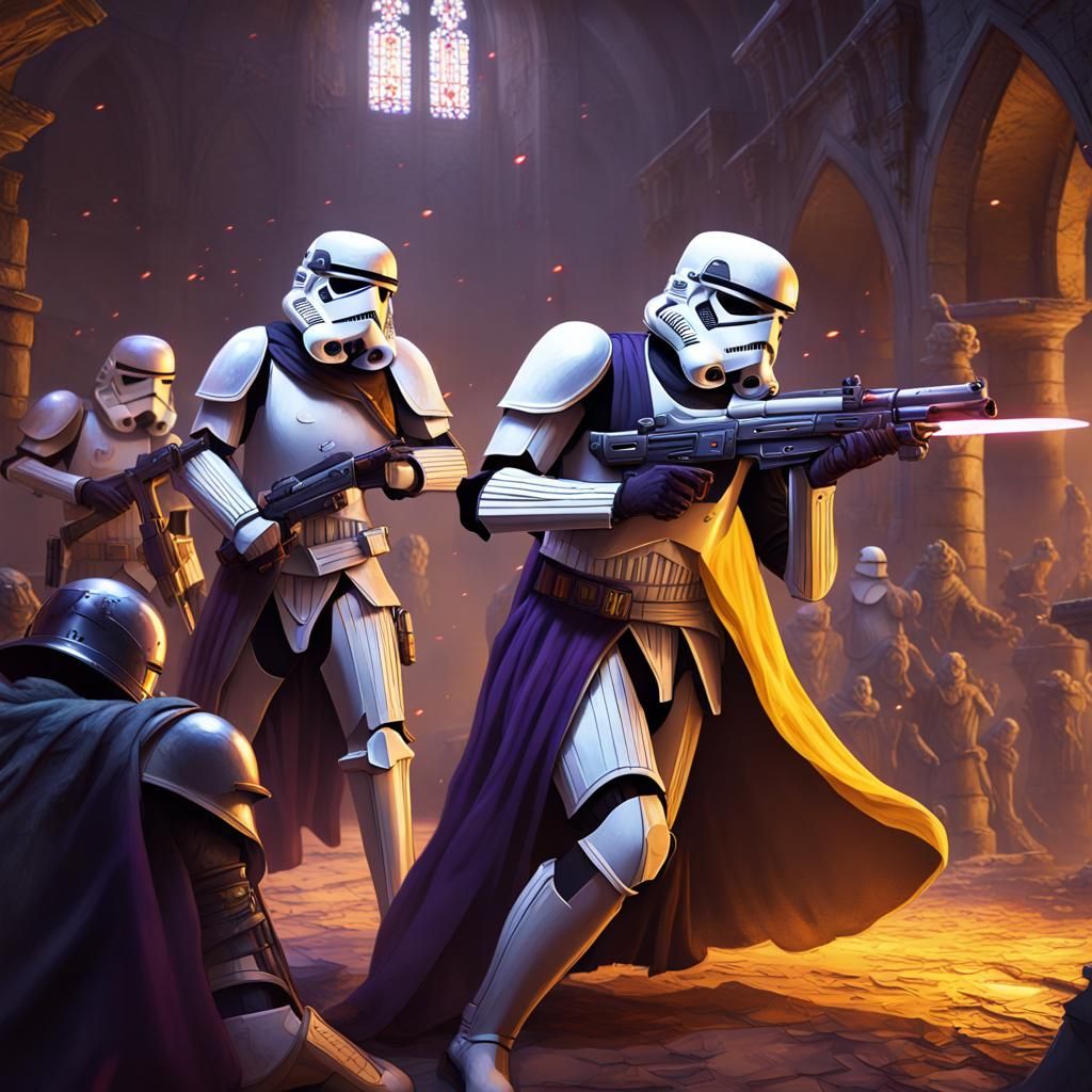Stormtroopers vs Medieval Knight: Dark Fantasy Concept Art