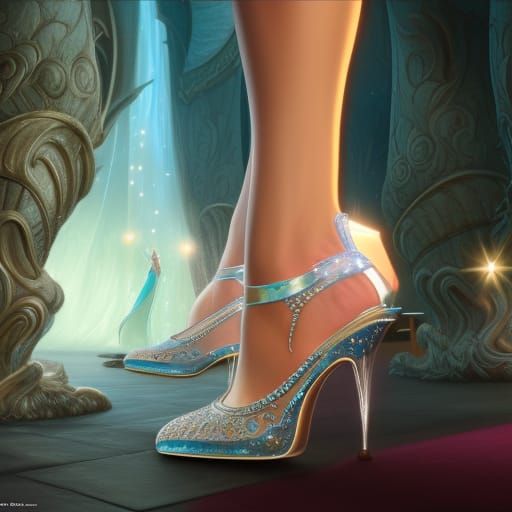Cinderella Glass Slipper in Detailed Matte Painting