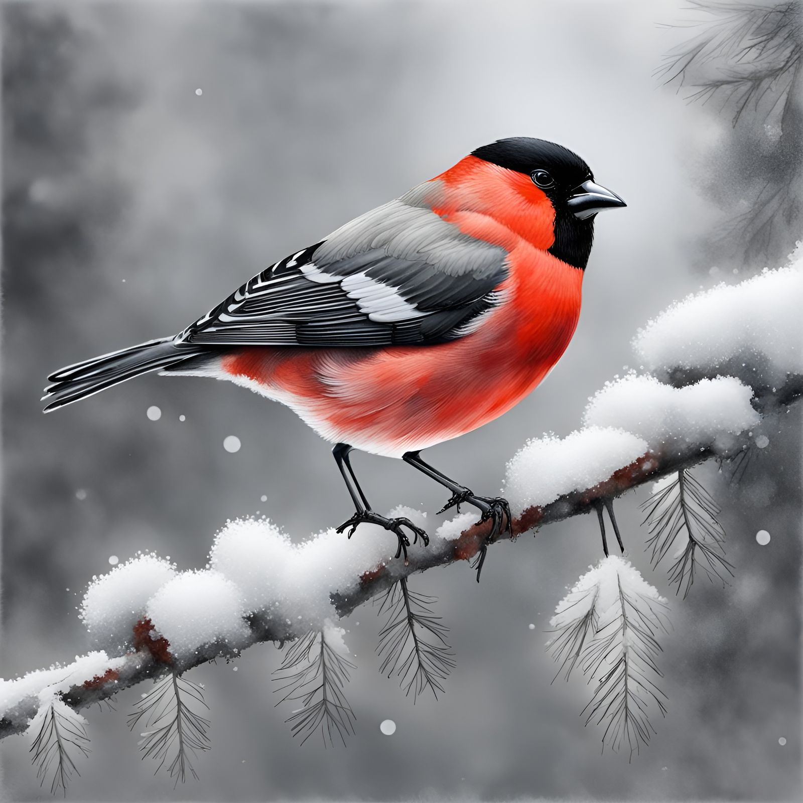 Red Speck on Winter Gray