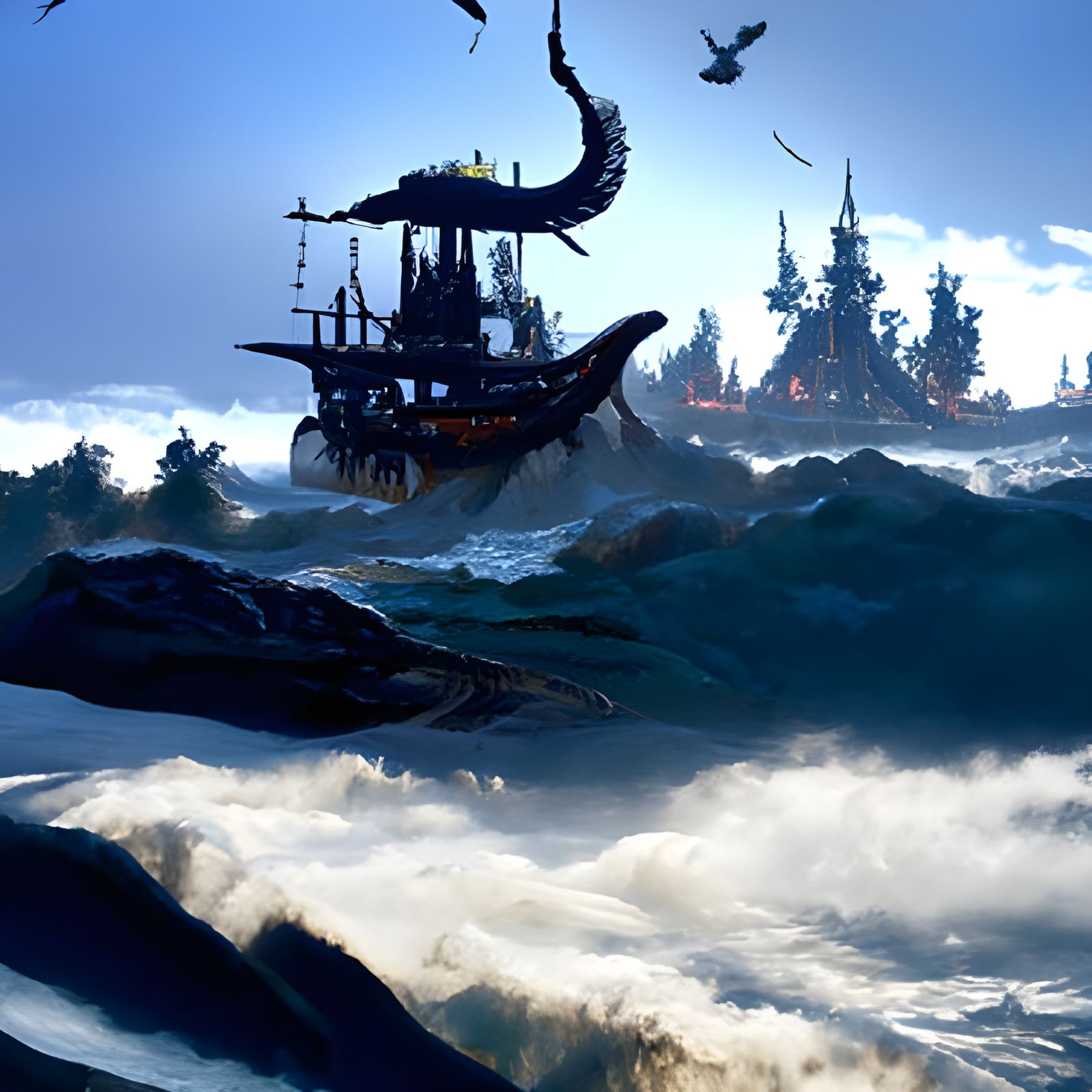 Pirate Armada Battles Colossal Serpent Leviathan