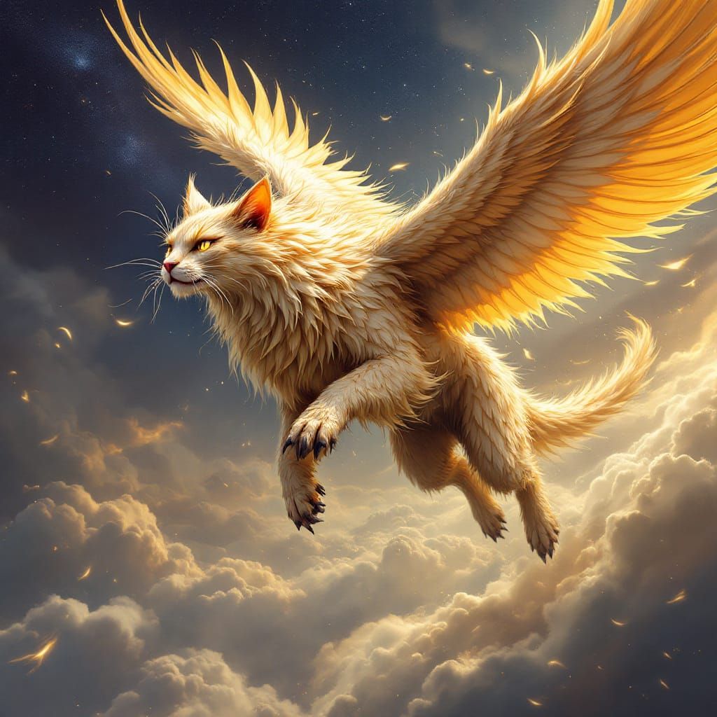 Majestic Flight of a Hybrid Griffin Creature