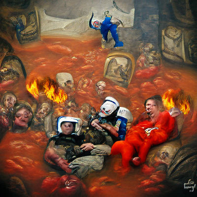 Astronauts in Hell: A Renaissance-Style Painting