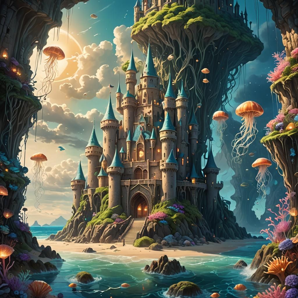 Underwater Sand Castle for Mermaids: Fantasy Art