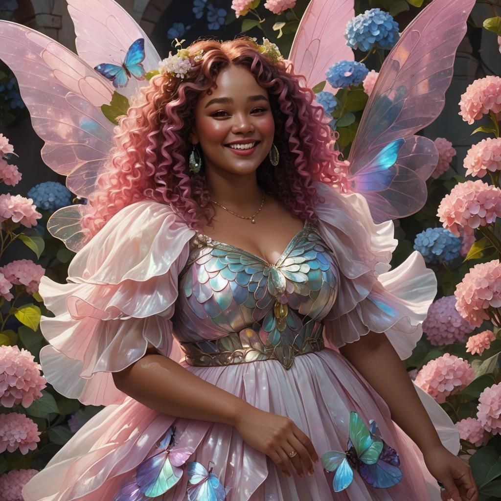 Plus-Size Woman with Fairy Wings in Digital Art