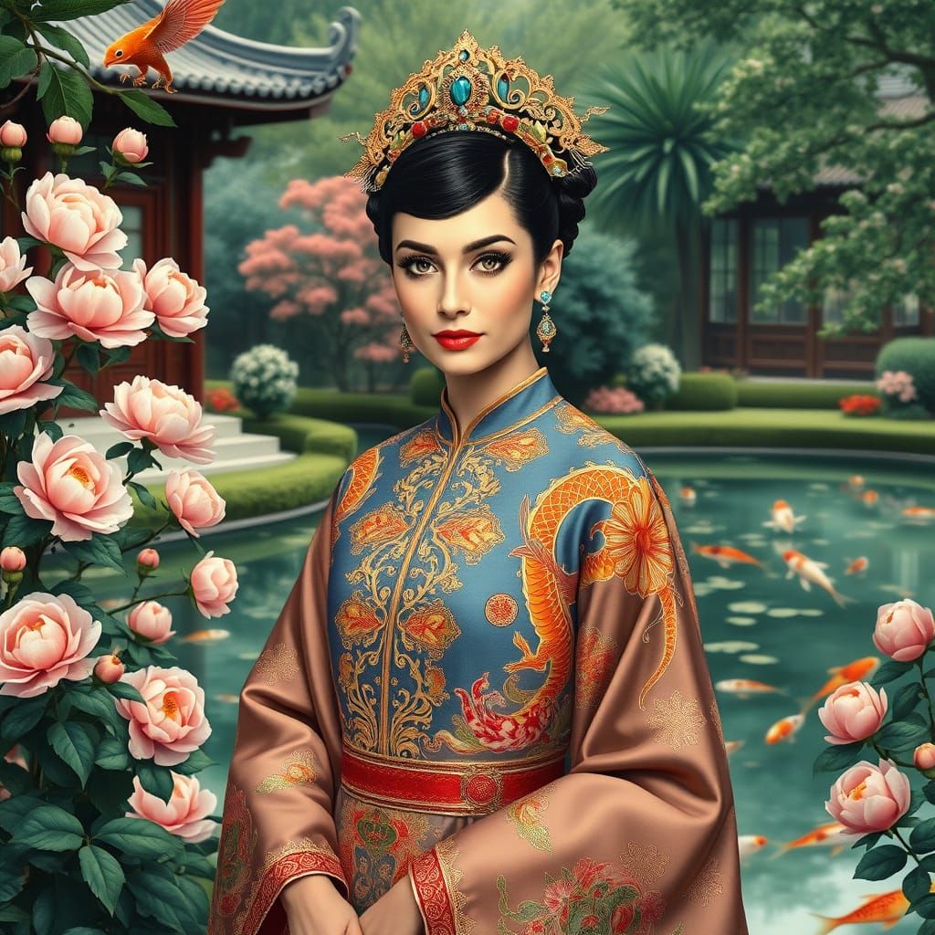 Elegant Qing Dynasty Noblewoman in Traditional Attire