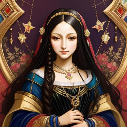 Cubist Mona Lisa with Art Deco Jewelry