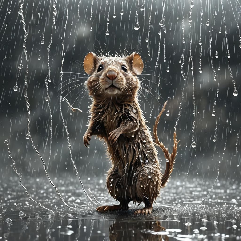 Rat Observes Broom Dancing in Rain: Zentangle Style