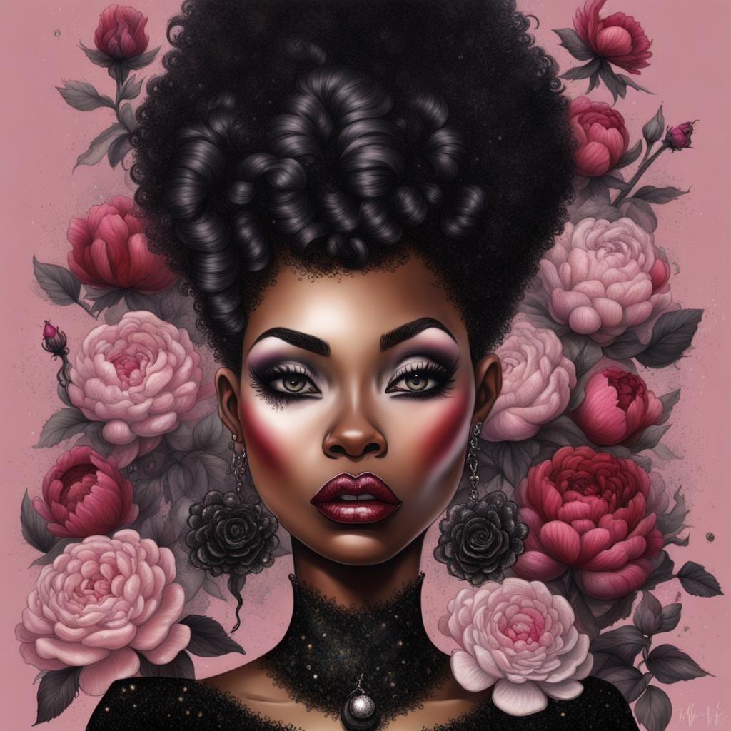 Gothpunk Magic Woman in Whimsical Caricature