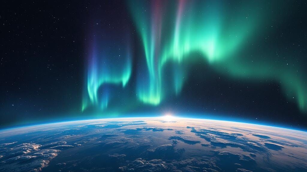 Earth From Space With Vibrant Aurora Borealis, 4K Detail