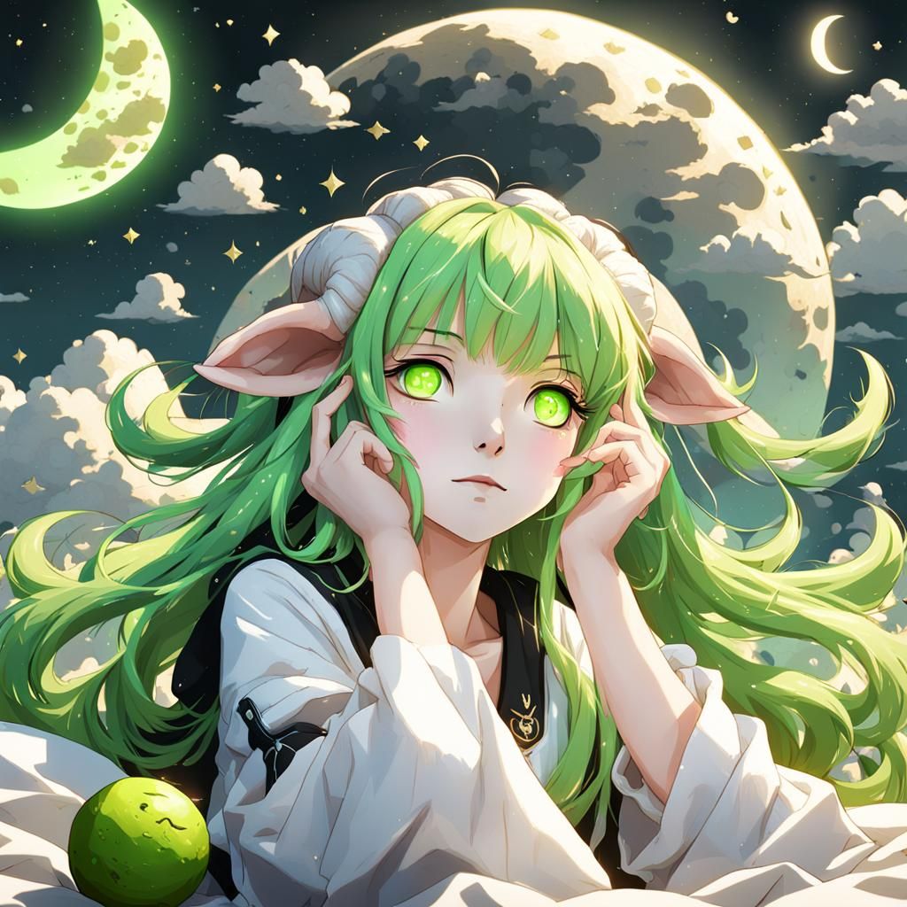 Anime Girl Dreams of Counting Sheep in 3D