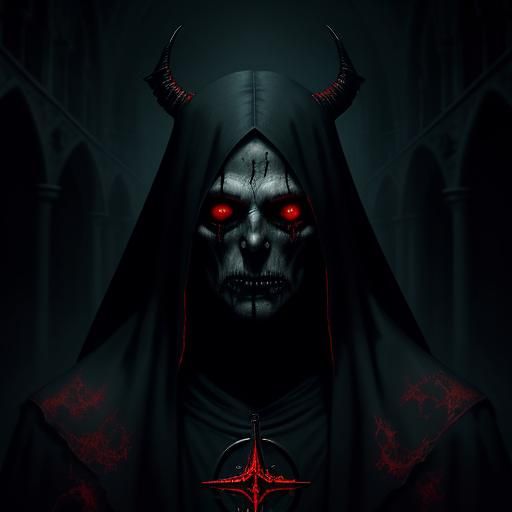 Lucifer in Ruined Cathedral: Dark Fantasy Portrait