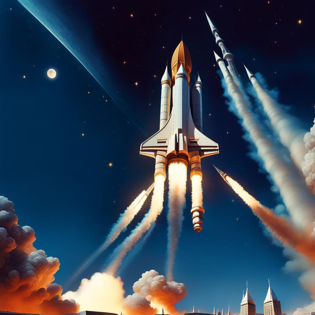 Futuristic Cityscape Under Crescent Moon Glow