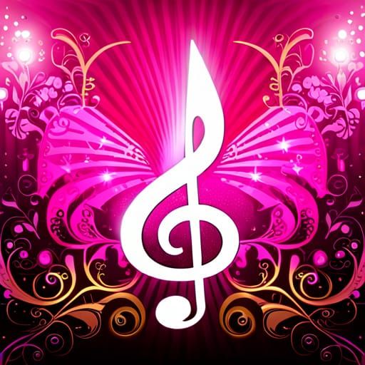 Golden Treble Clef on Pink Glitter Background
