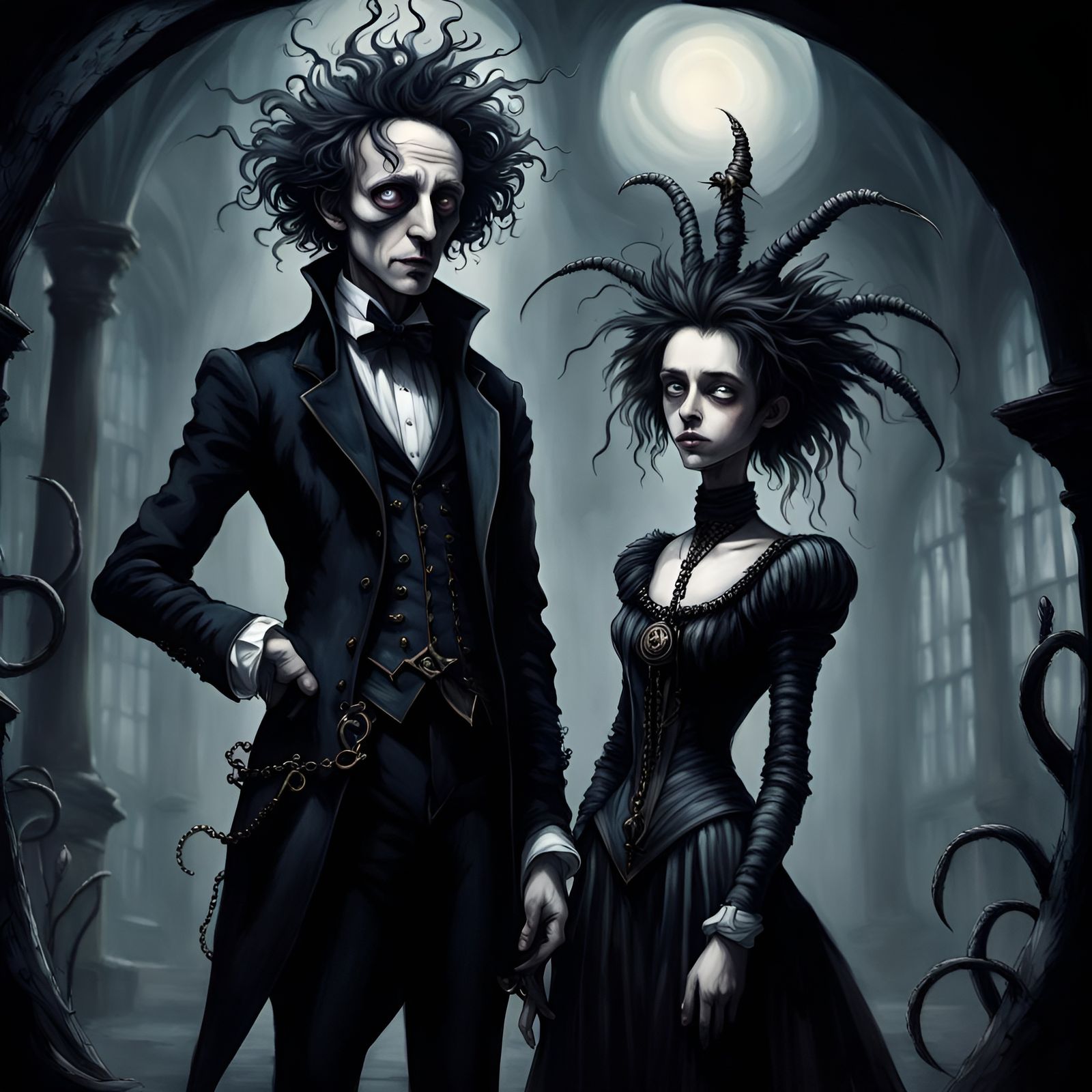 Gothic Dark Academia Character Portrait