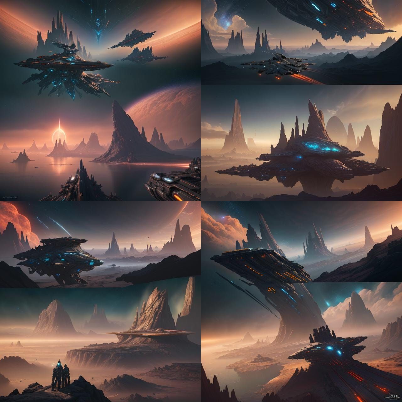 Science Fiction Landscape with Spaceships in Unreal Engine