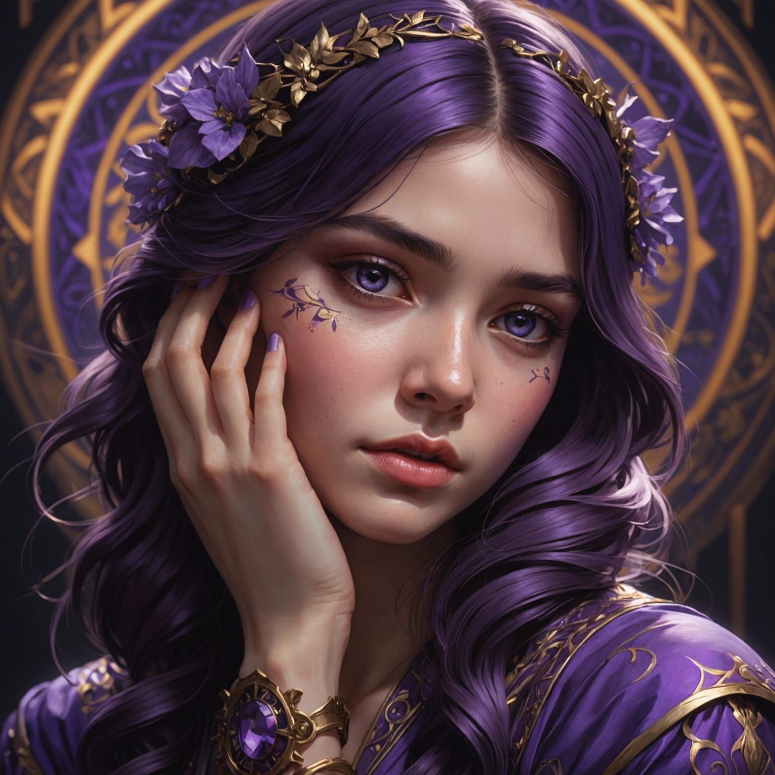 Hyperrealistic Portrait of Girl in Dark Room