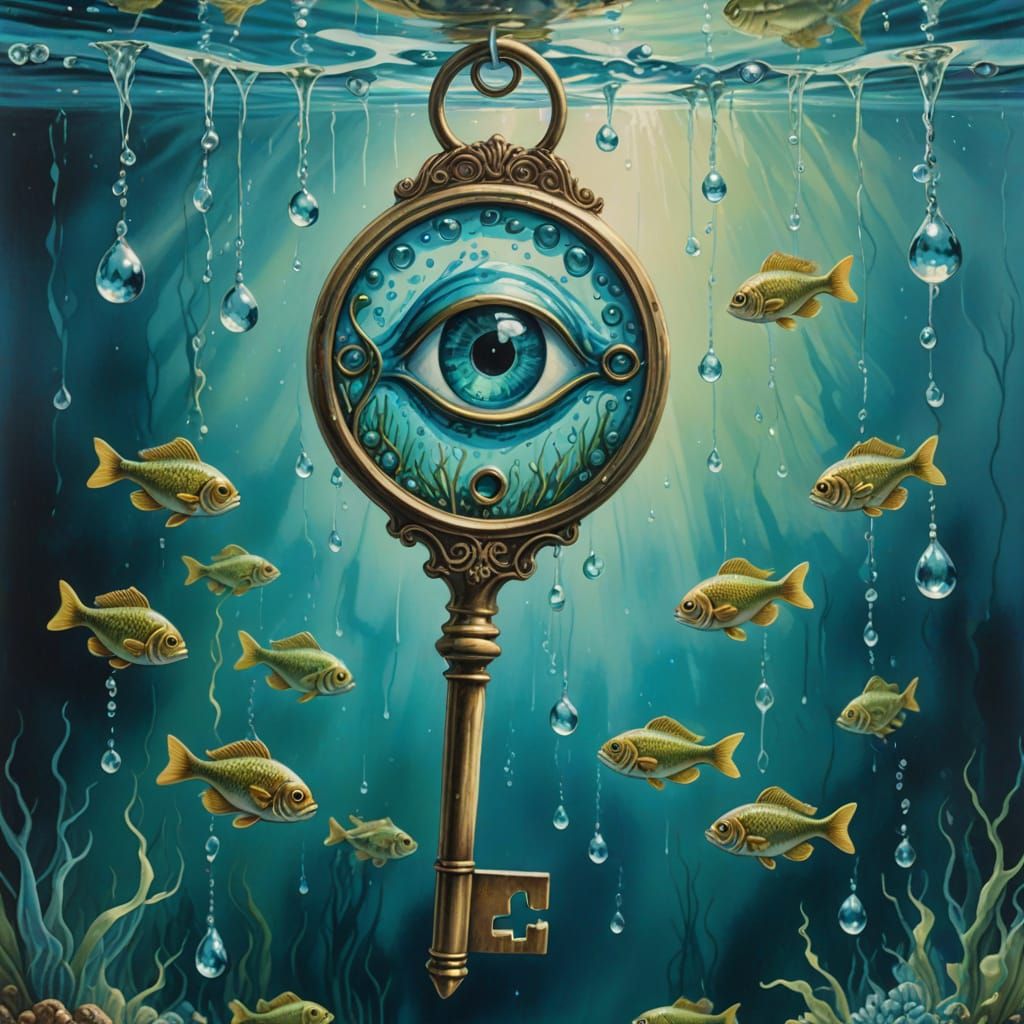 Dreamlike Key Contains Tranquil Aquatic Scene