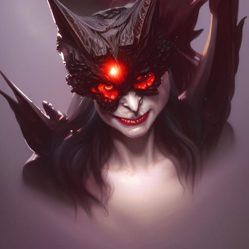 Demonic Vampire Bat Portrait in Hyperdetailed Style