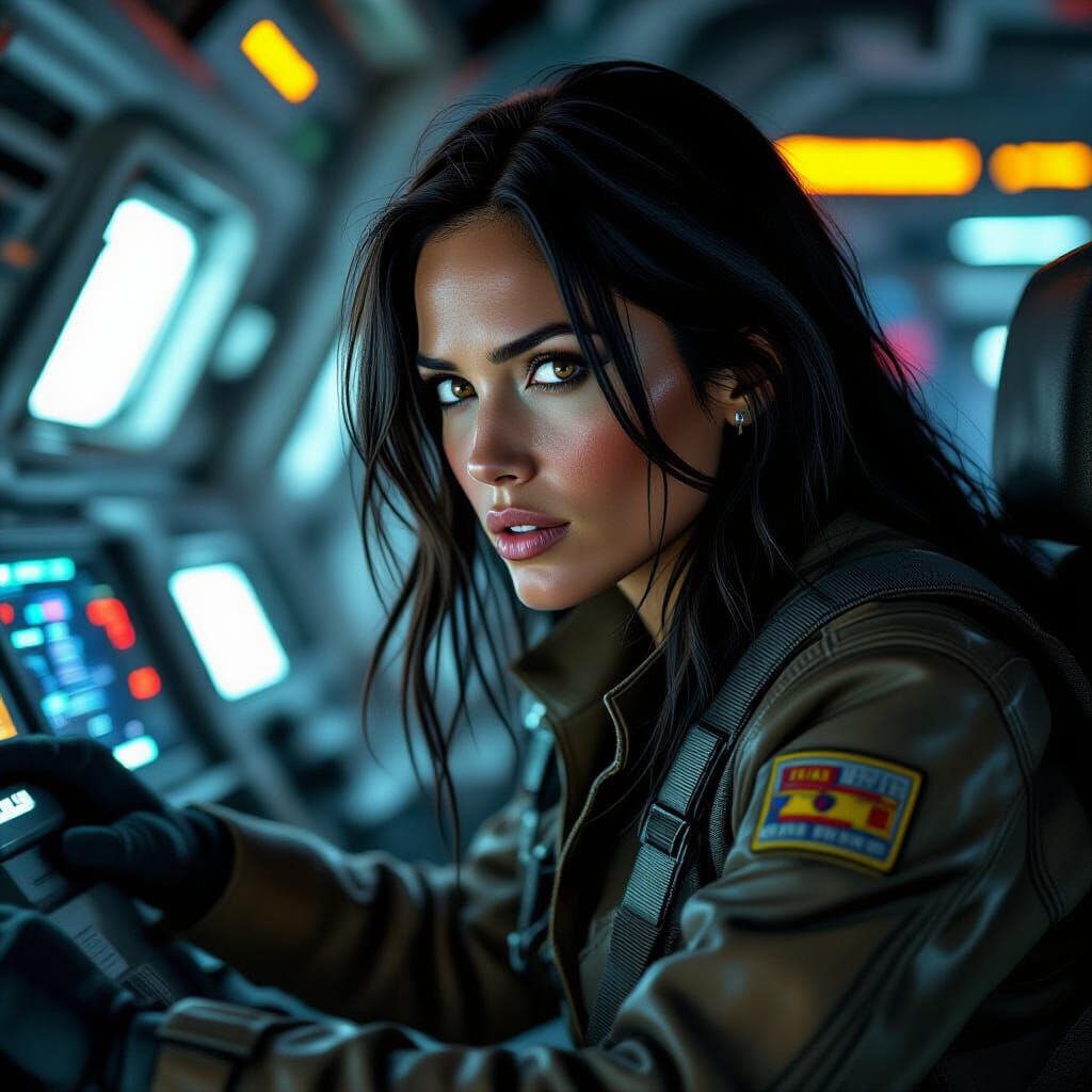 Space Pilot Portrait in Comic Book Realism Style